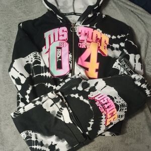 Justice Black and White Hoodie with Neon Accents
